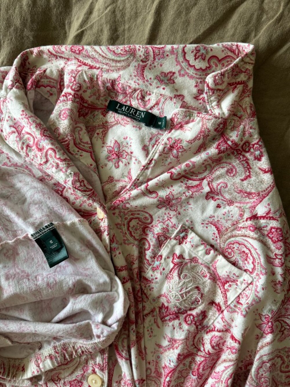 Lauren Ralph Lauren Pink Paisley Cotton Pajama Set Size Medium - Picture 2 of 6